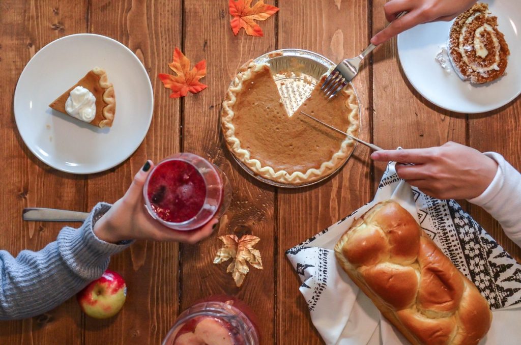 Matthew Davies image of a traditional Thanksgiving dinner table.